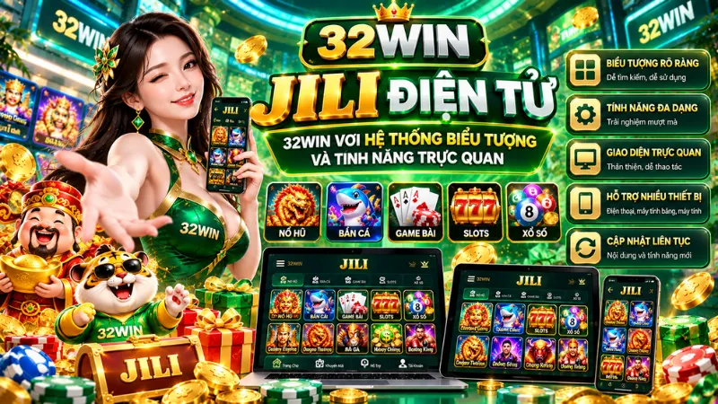 JILI Điện Tử 32WIN với hệ thống biểu tượng và tính năng trực quan